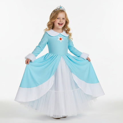Girls Princess Halloween Costume Set with Dress, Crown & Wand | Magical Dress-Up for Parties and Role Play
