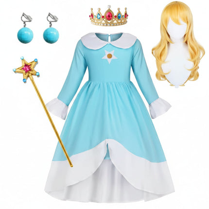 Girls Princess Halloween Costume Set with Dress, Crown & Wand | Magical Dress-Up for Parties and Role Play