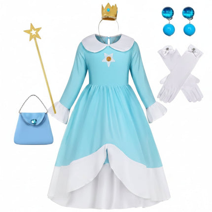Girls Princess Halloween Costume Set with Dress, Crown & Wand | Magical Dress-Up for Parties and Role Play