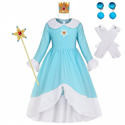 Girls Princess Halloween Costume Set with Dress, Crown & Wand | Magical Dress-Up for Parties and Role Play