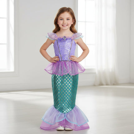 Girls Mermaid Dress Costume with Glitter-Style Design | Magical Outfit for Halloween and Themed Parties