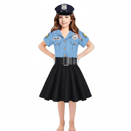 Girls Police Dress Costume with Hat and Belt | Complete Outfit for Halloween and Role Play