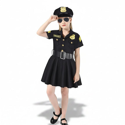 Girls Police Dress Costume with Hat and Belt | Complete Outfit for Halloween and Role Play