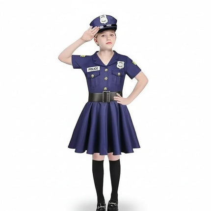 Girls Police Dress Costume with Hat and Belt | Complete Outfit for Halloween and Role Play