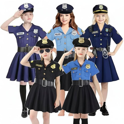Girls Police Dress Costume with Hat and Belt | Complete Outfit for Halloween and Role Play