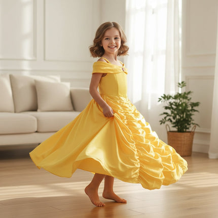 Girls Princess Ball Gown Halloween Costume Dress with Fairy Tale Design | Perfect for Parties and Dress-Up Play
