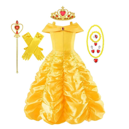 Girls Princess Ball Gown Halloween Costume Dress with Fairy Tale Design | Perfect for Parties and Dress-Up Play