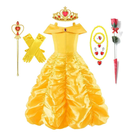 Girls Princess Ball Gown Halloween Costume Dress with Fairy Tale Design | Perfect for Parties and Dress-Up Play