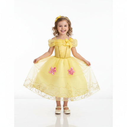 Girls Princess Dress Costume with Puff Sleeves | Storybook-Inspired Outfit for Halloween and Celebrations