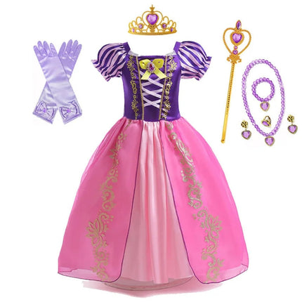 Girls Princess Dress Costume with Puff Sleeves | Storybook-Inspired Outfit for Halloween and Celebrations