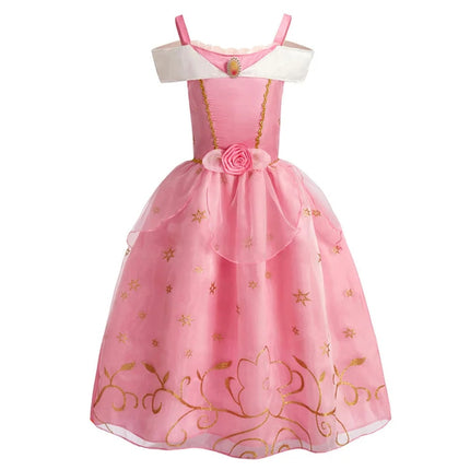 Girls Princess Dress Costume with Puff Sleeves | Storybook-Inspired Outfit for Halloween and Celebrations