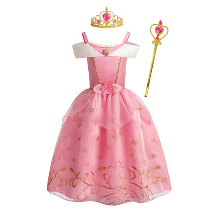 Girls Princess Dress Costume with Puff Sleeves | Storybook-Inspired Outfit for Halloween and Celebrations