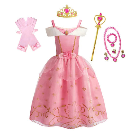 Girls Princess Dress Costume with Puff Sleeves | Storybook-Inspired Outfit for Halloween and Celebrations