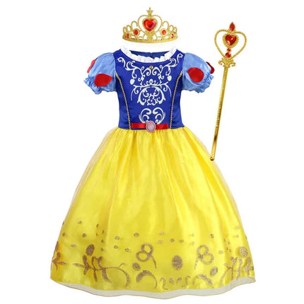Girls Princess Dress Costume with Puff Sleeves | Storybook-Inspired Outfit for Halloween and Celebrations