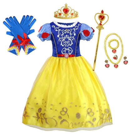 Girls Princess Dress Costume with Puff Sleeves | Storybook-Inspired Outfit for Halloween and Celebrations