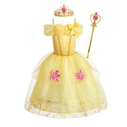 Girls Princess Dress Costume with Puff Sleeves | Storybook-Inspired Outfit for Halloween and Celebrations