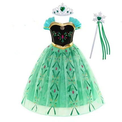 Girls Princess Dress Costume with Puff Sleeves | Storybook-Inspired Outfit for Halloween and Celebrations