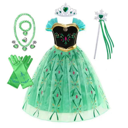 Girls Princess Dress Costume with Puff Sleeves | Storybook-Inspired Outfit for Halloween and Celebrations