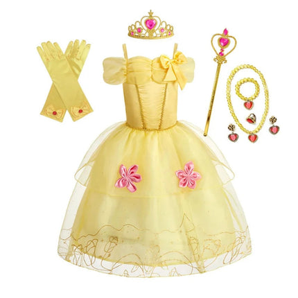 Girls Princess Dress Costume with Puff Sleeves | Storybook-Inspired Outfit for Halloween and Celebrations