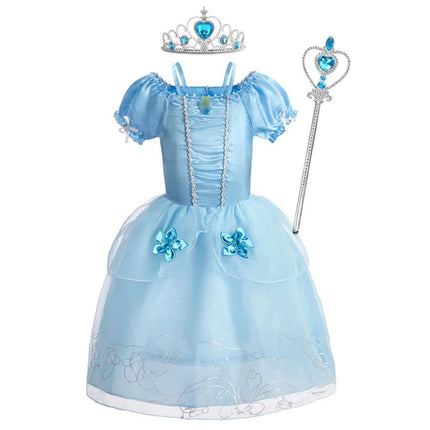 Girls Princess Dress Costume with Puff Sleeves | Storybook-Inspired Outfit for Halloween and Celebrations