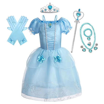 Girls Princess Dress Costume with Puff Sleeves | Storybook-Inspired Outfit for Halloween and Celebrations
