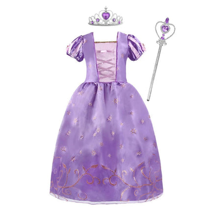 Girls Princess Dress Costume with Puff Sleeves | Storybook-Inspired Outfit for Halloween and Celebrations
