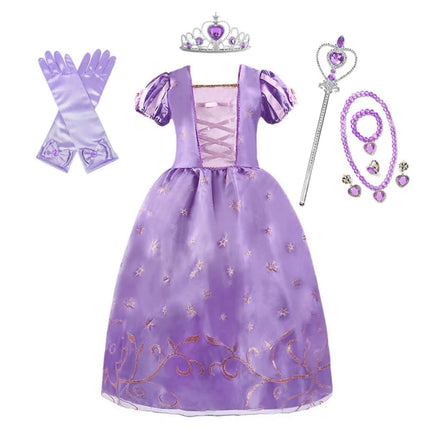Girls Princess Dress Costume with Puff Sleeves | Storybook-Inspired Outfit for Halloween and Celebrations