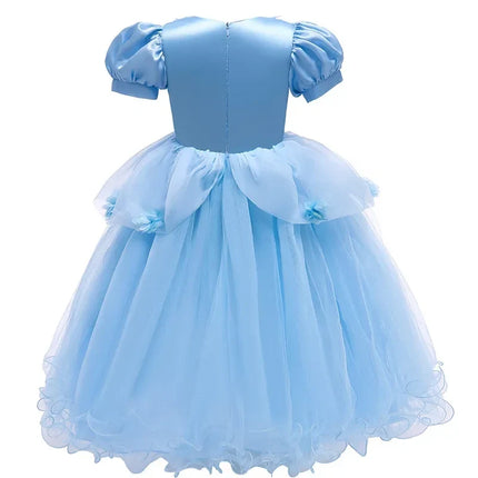 Girls Princess Dress with Lace Embroidery & Bow Detail | Elegant Party Gown for Halloween and Special Events