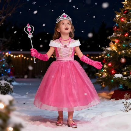 Girls Princess Party Dress Costume for Halloween | Easy Wear for Role Play and Celebrations