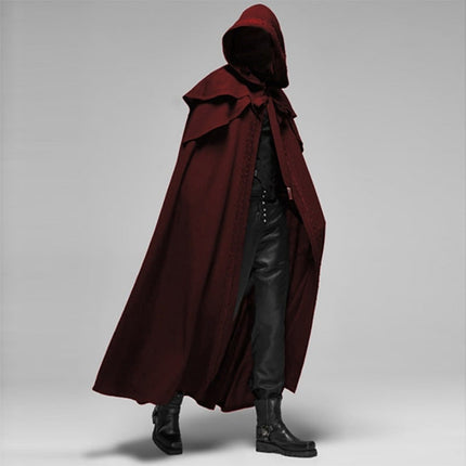 Dramatic Hooded Cape with Gothic Design | Long Cotton Blend Cape for Halloween and Themed Events
