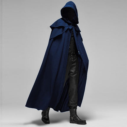 Dramatic Hooded Cape with Gothic Design | Long Cotton Blend Cape for Halloween and Themed Events