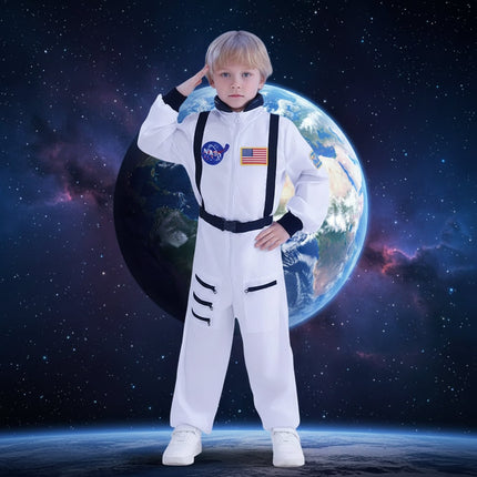Kids Astronaut Costume Jumpsuit Outfit with Space-Inspired Design | Perfect for Halloween and Creative Play