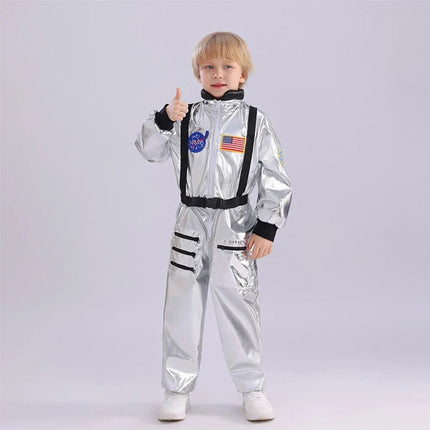 Kids Astronaut Costume with Full Jumpsuit Design | Fun Space Explorer Outfit for Halloween and Role Play