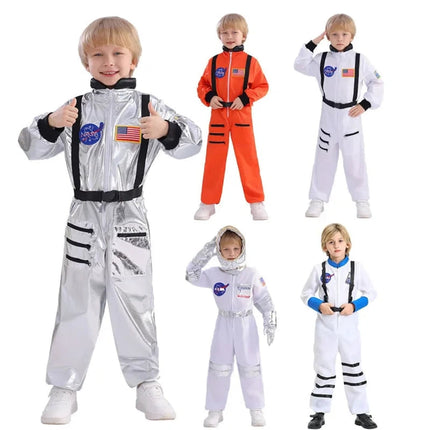 Kids Astronaut Costume Jumpsuit Outfit with Space-Inspired Design | Perfect for Halloween and Creative Play