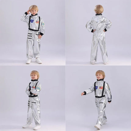 Kids Astronaut Costume with Full Jumpsuit Design | Fun Space Explorer Outfit for Halloween and Role Play