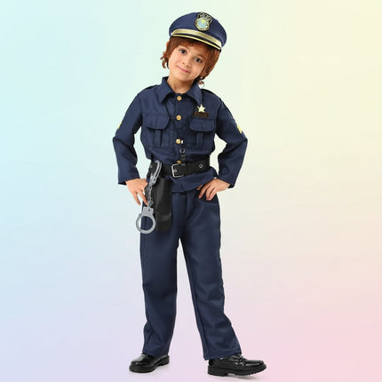 Kids Police Uniform Costume for Halloween with Realistic Design | Comfortable Role Play Outfit for Dress-Up Fun