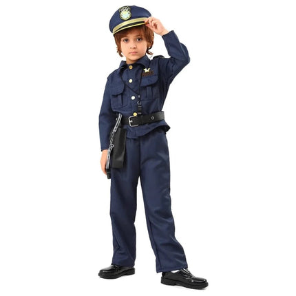Kids Police Uniform Costume for Halloween with Realistic Design | Comfortable Role Play Outfit for Dress-Up Fun
