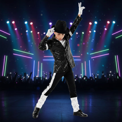 Kids Pop Star Dance Costume with Sparkling Jacket | Perfect for Halloween, Dance Shows, and Themed Events