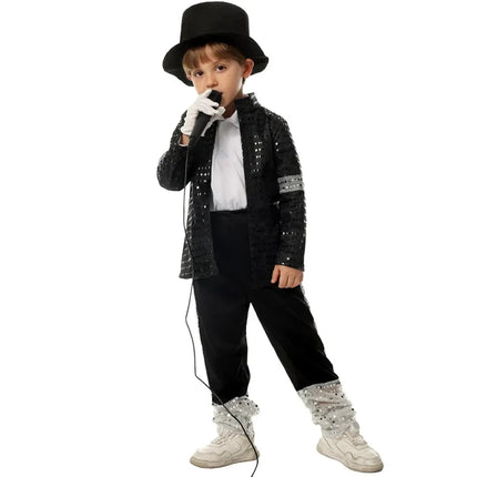Kids Pop Star Dance Costume with Sparkling Jacket | Perfect for Halloween, Dance Shows, and Themed Events