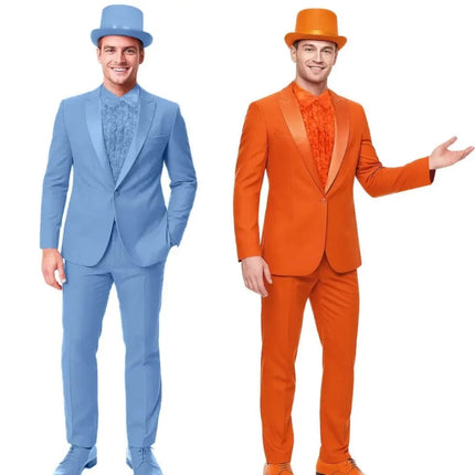 Mens Formal Suit Costume with Matching Hat | Bold Outfit for Halloween and Themed Events