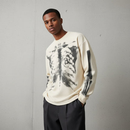 Mens Skeleton Shirt for Halloween with Breathable Long Sleeves | Easy Pull-On Costume for Parties and Casual Dress-Up