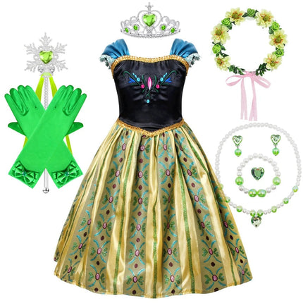 Princess Dress Halloween Costume with Puff Sleeves & Accessories Set | Festive Outfit for Kids' Costume Parties