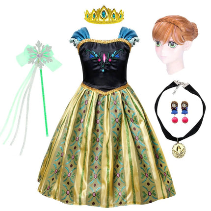 Princess Dress Halloween Costume with Puff Sleeves & Accessories Set | Festive Outfit for Kids' Costume Parties