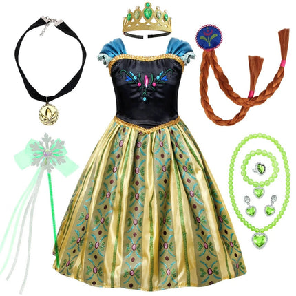Princess Dress Halloween Costume with Puff Sleeves & Accessories Set | Festive Outfit for Kids' Costume Parties