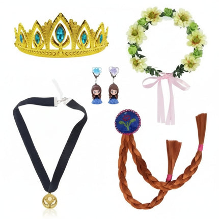 Princess Dress Halloween Costume with Puff Sleeves & Accessories Set | Festive Outfit for Kids' Costume Parties