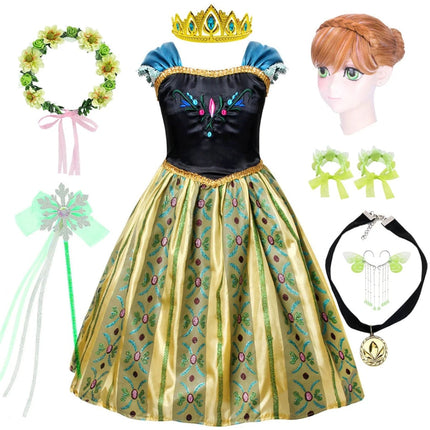 Princess Dress Halloween Costume with Puff Sleeves & Accessories Set | Festive Outfit for Kids' Costume Parties
