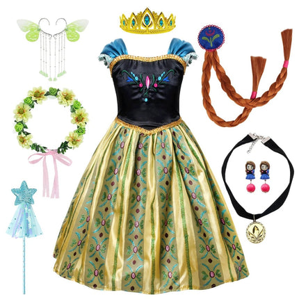 Princess Dress Halloween Costume with Puff Sleeves & Accessories Set | Festive Outfit for Kids' Costume Parties