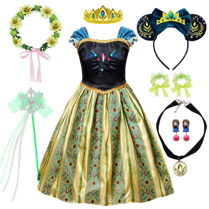 Princess Dress Halloween Costume with Puff Sleeves & Accessories Set | Festive Outfit for Kids' Costume Parties