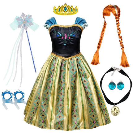 Princess Dress Halloween Costume with Puff Sleeves & Accessories Set | Festive Outfit for Kids' Costume Parties
