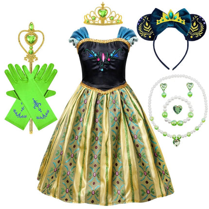Princess Dress Halloween Costume with Puff Sleeves & Accessories Set | Festive Outfit for Kids' Costume Parties